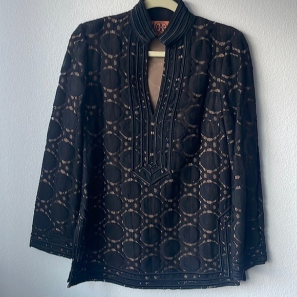 Tory Burch top size 2 Top Black lace unique top - Picture 2 of 16
